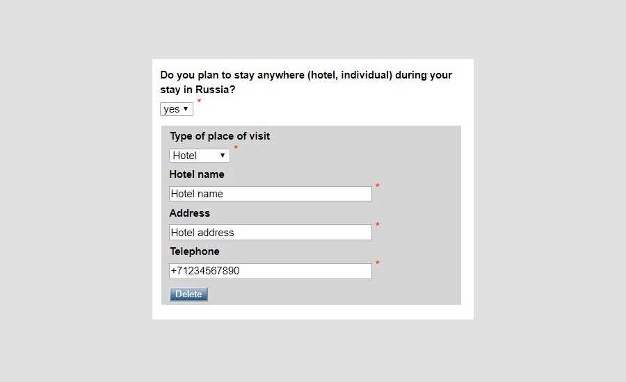 How to Fill In Your Russian Visa Application - Place to stay