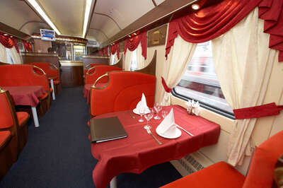 The Express Train  between Moscow and St. Petersburg, restaurant car