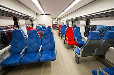 Lastochka train Moscow – St Petersburg 2nd class seats carriage