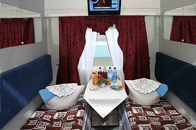 The Minsk train 1st class cabin