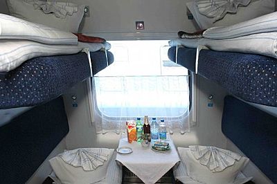 The Minsk train 2nd class cabin