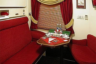 The Moscow to St. Petersburg Grand Express train Premium first-class cabin