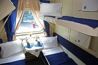 The Moscow to St. Petersburg Double-Decker Train 2nd class cabin