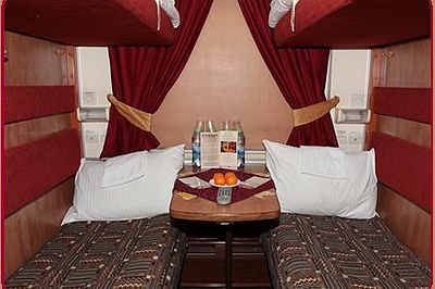 The Moscow to St. Petersburg Grand Express train 2nd class cabin